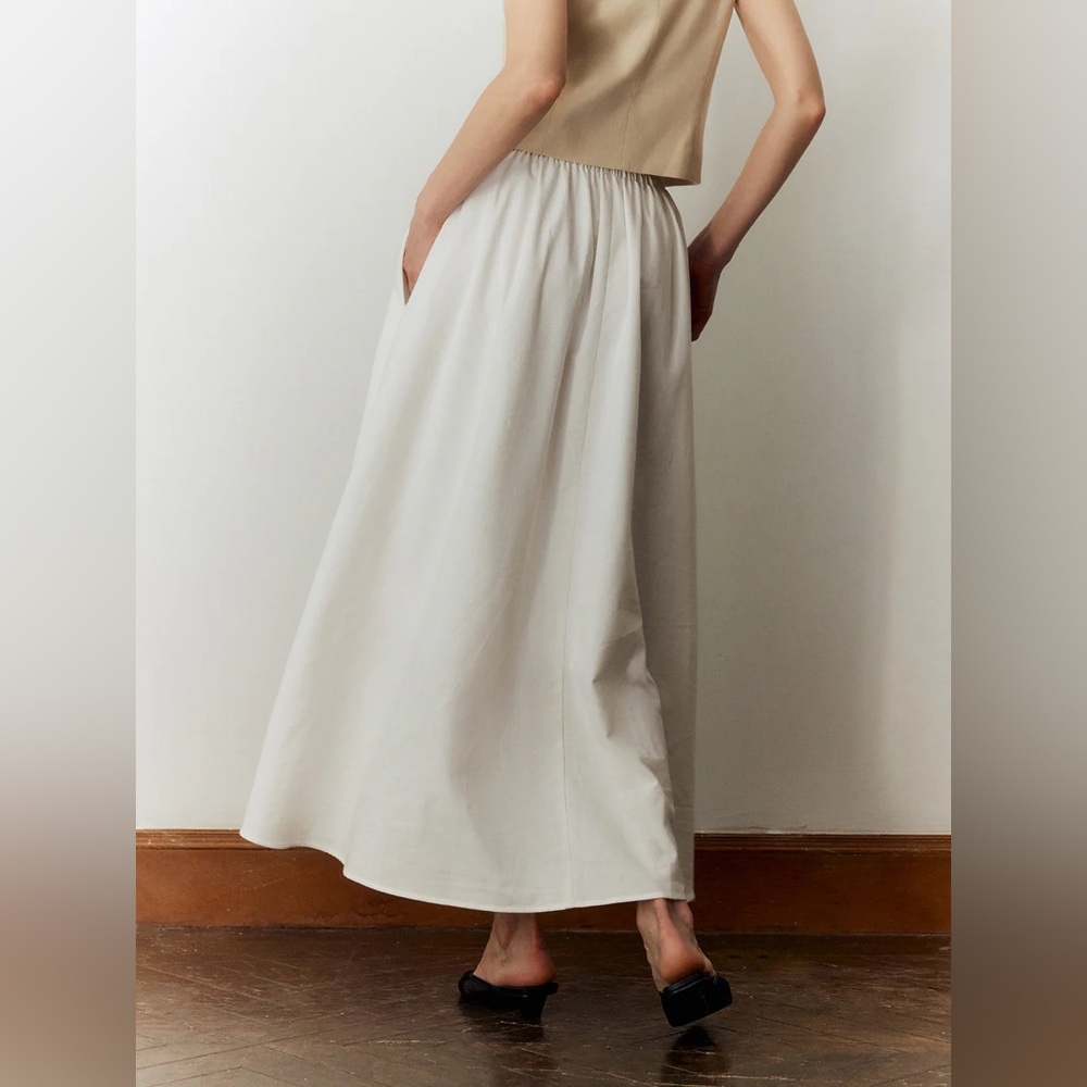 Commense linen & cotton Elegant Cream Maxi Skirt xs can fit also S - Picture 2 of 2